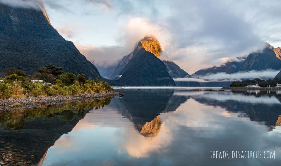 A lovely, peaceful sunrise in Milford Sound