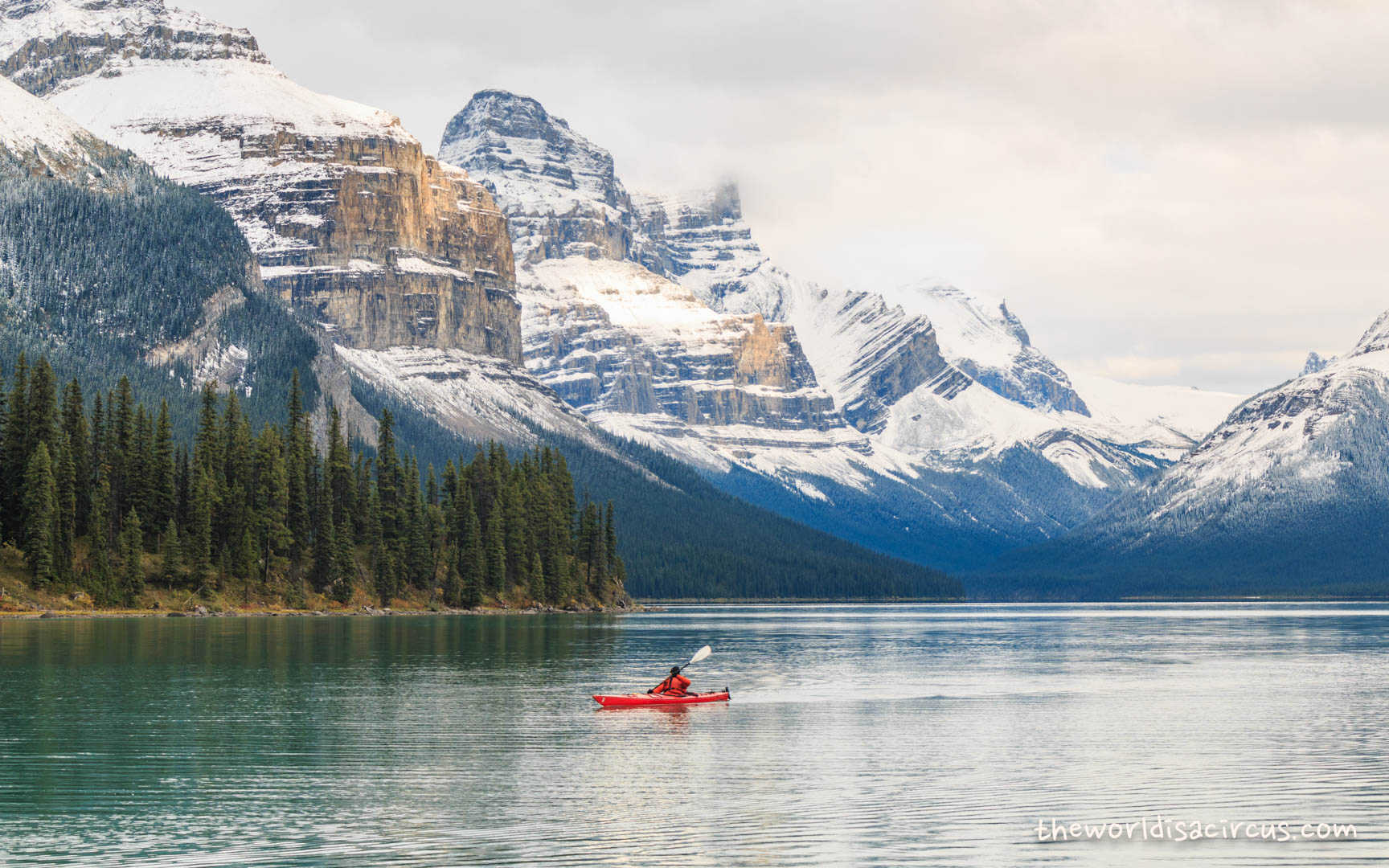 Kayak at Spirit Island, Jasper National Park