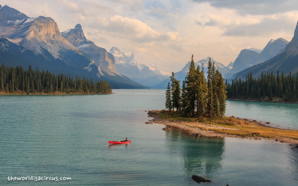 Canoeing Maligne Lake